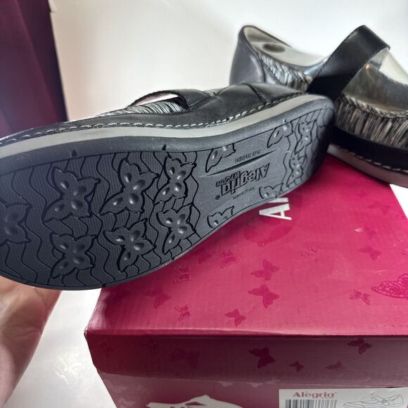 Alegria Women's Gem Black & White Shoes Size 11 Wide Mary Jane Style Soft Upper - Picture 5 of 12